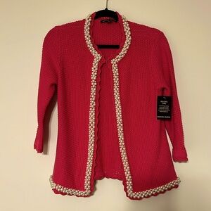 Boston Proper. Crochet Pink Perl Cardigan. Size S.